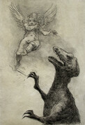 Catch, drypoint with watercolour, 8x12 inches edition of five