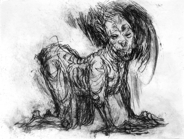 Doggy, drypoint, 8x12 inches