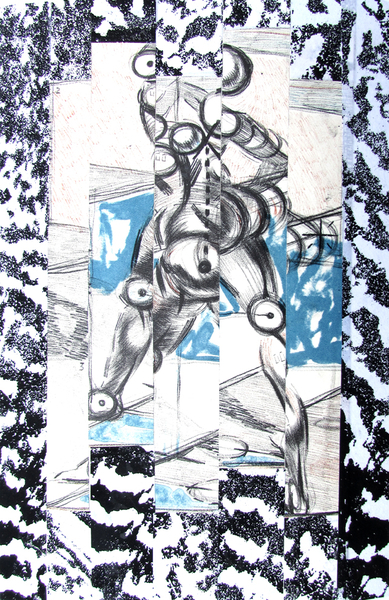 Untitled, lithograph, silkscreen, chine colle, 9x12in. one of one