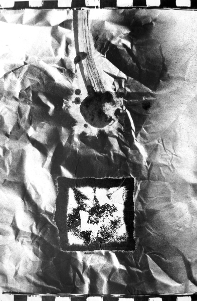 Re-entry, spraypaint, silkscreen, acrylic, relief, chine colle, 8x12in., one of one