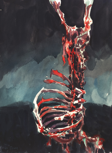 Butchered Bear Carcass 11x15 inch watercolour 250.00