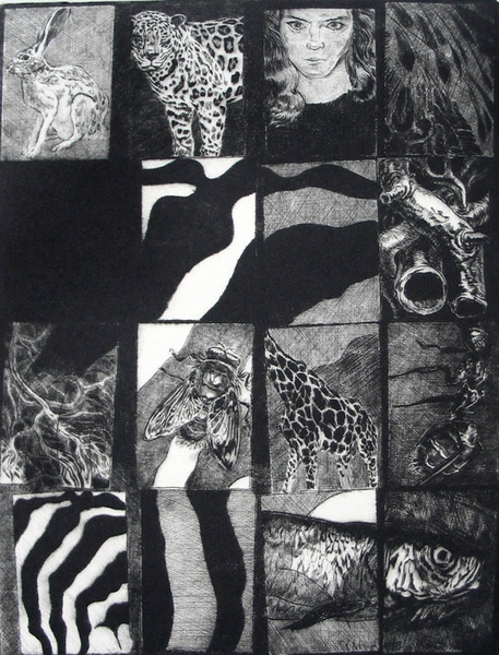 'Selfish Genes', drypoint, 10"x14", approx.