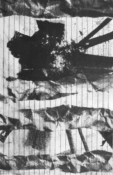 Man Eating Landscape, drypoint, silkscreen, chine colle, 11x17in. one of one
