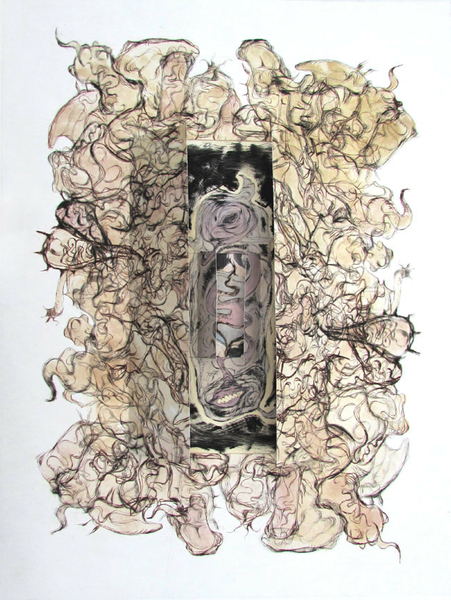 Abundantly, The Moving Creatures That Have Life, drypoint, watercolour, 24x32 inches, one-of-one