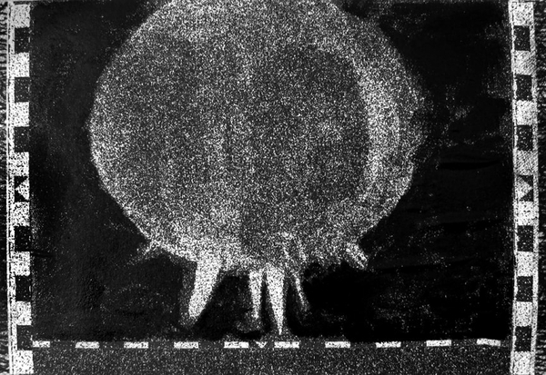 First Fraction, drypoint, digital, chine colle, 8x12 inches one-of-one