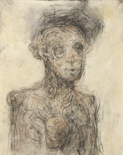 Portrait, drypoint and watercolour, 8x10 inches edition of five