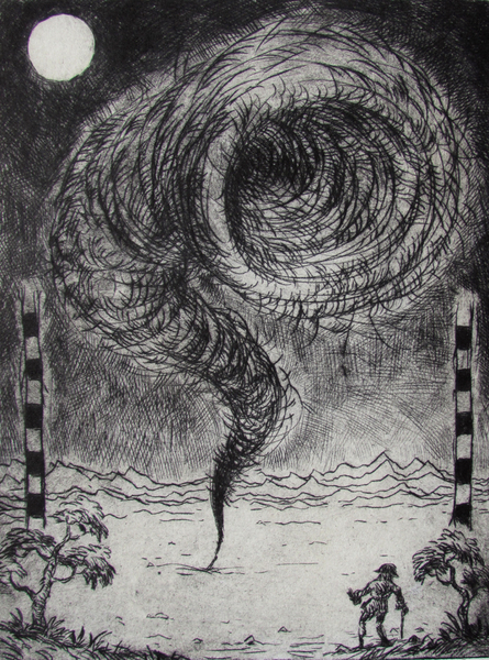 Anxiety Attacks, drypoint with watercolour, 6x8 inches approx. edition of 20