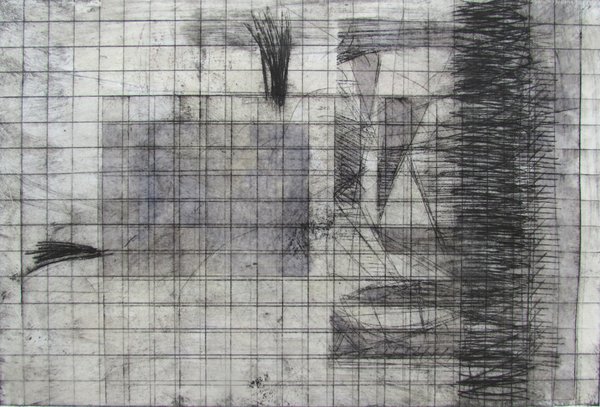 Field, drypoint, drawing, watercolour, chine colle 8x12 inches one-of-one