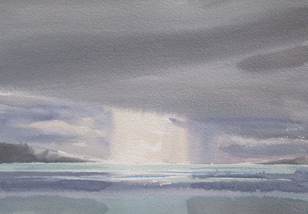Light Shaft Off Comox Spit 11x15 inch watercolour 250.00