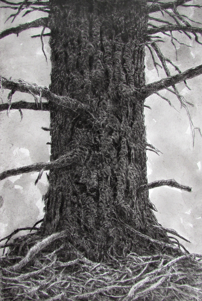 Monster, drypoint and watercolour 8x12 inches edition of twenty