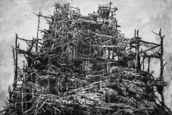 Remembrance of Past Forms, drypoint and watercolour, 8x12 inches edition of 20