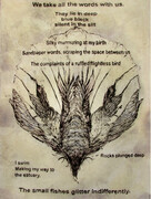 We take all words with us (Sheree-lee Powsey), 10x13 inches, drypoint and watercolour tint.