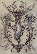 Devil in the Details, drypoint and watercolour, 4x6 inches, edition of twenty five