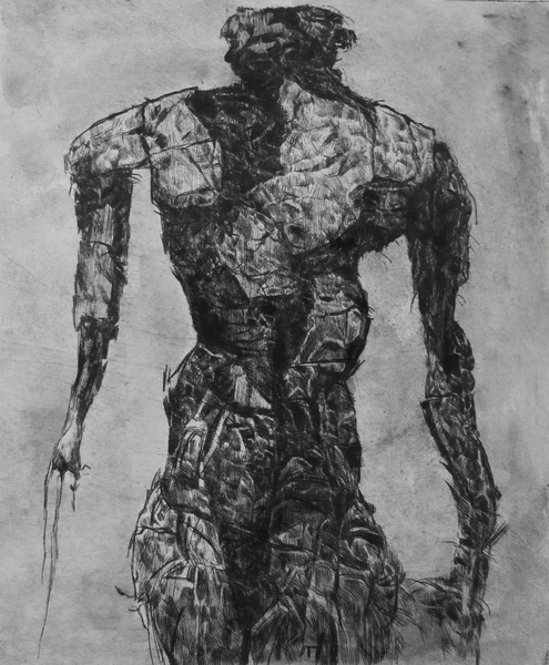 Figure, drypoint and watercolour tint, 8x10 inches edition of five