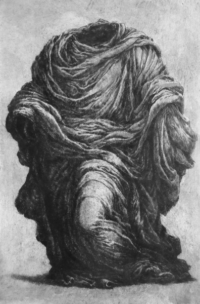 Ambulating Drapery, drypoint with watercolour tint, 8x12 inches, edition of five