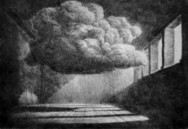 Cloud Chamber, drypoint with watercolour tint, 7.5x9.5 inches edition of ten