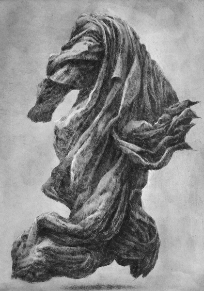 Figure in Motion, drypoint with watercolour tint, 7.5x9.5 inches, edition of ten
