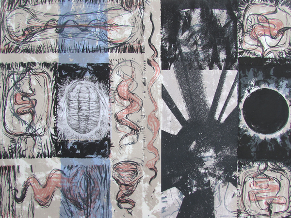 Night of the Soul, silkscreen, drypoint, chine-colle, edition of 5, 18"x24"